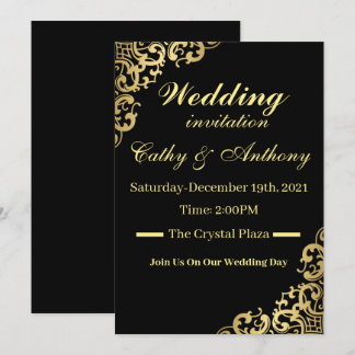 Elegant Black and Gold Wedding Invitation