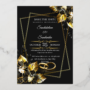 Elegant Black and Gold Wedding Invitation   Luxury