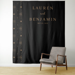 Elegant Black and Gold Wedding Invitation Tapestry