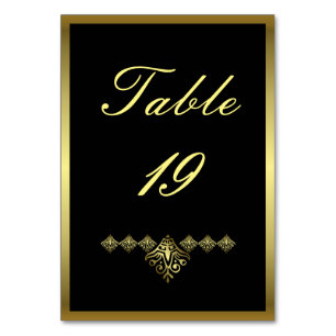 Elegant Black and Gold Wedding Number 19 Table Number