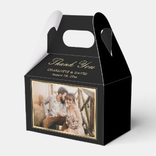 Elegant Black and Gold Wedding Photo Thank You Favor Box