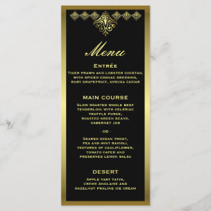 Elegant Black and Gold Wedding Reception Menu