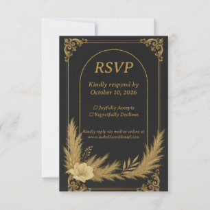 Elegant Black and Gold Wedding RSVP Card