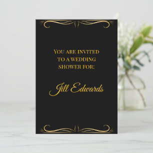 Elegant Black and Gold Wedding Shower Invitation