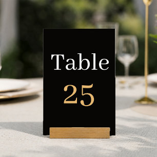 Elegant Black and Gold Wedding Table Number Card