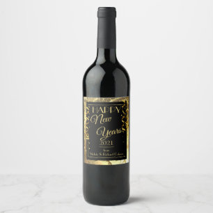Elegant Black and Gold Wine Label