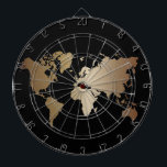 Elegant Black and Gold World Map   Dartboard<br><div class="desc">Elegant Black Honeymoon fund World Map</div>