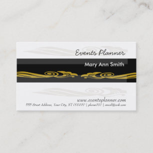 Elegant Black and Golden Events Planning Business Card