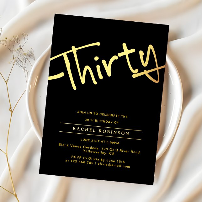 Elegant Black and Golden Script 30TH Birthday Gold (Creator Uploaded)