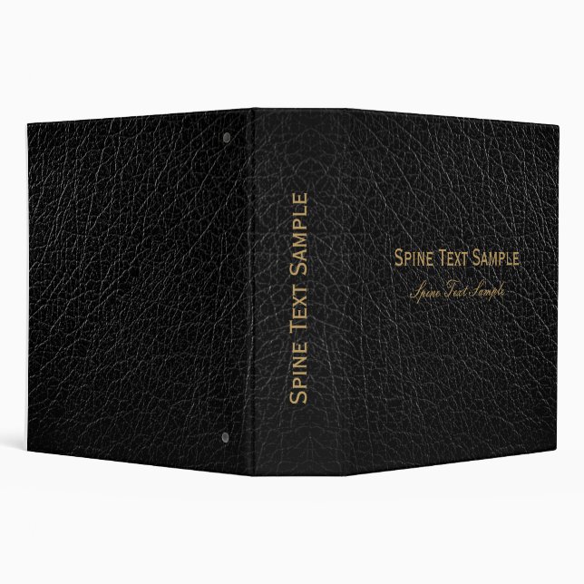Elegant Black And Golden Vintage Faux Leather  Binder (Background)