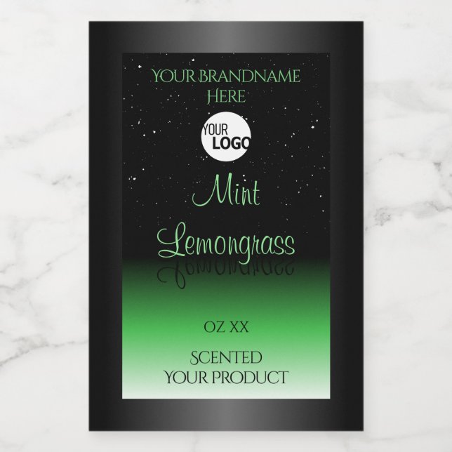 Elegant Black and Green Product Label Glitter Logo (Single Label)