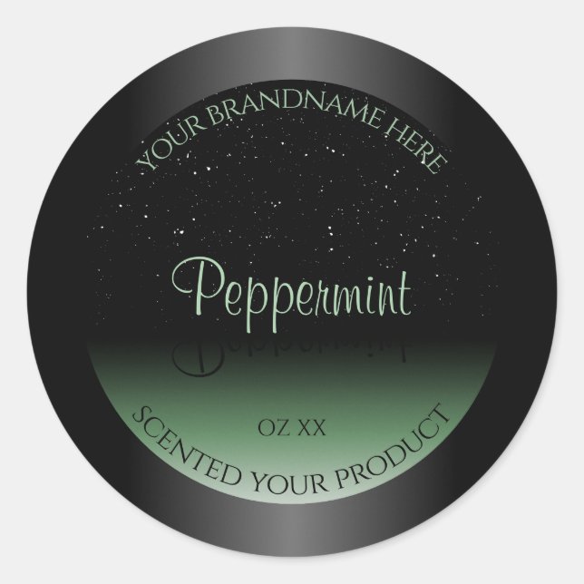 Elegant Black and Green Product Label Soft Glitter (Front)