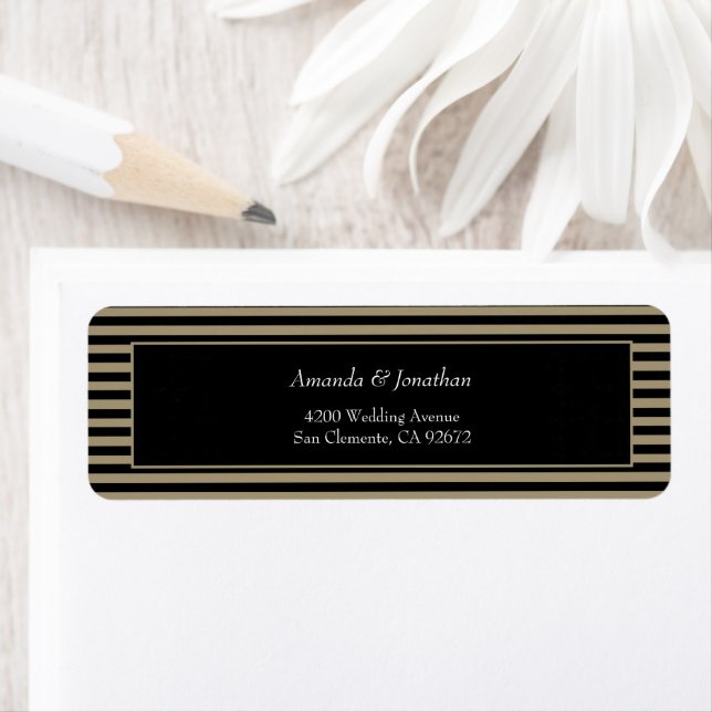 Elegant Black and Green Stripes Adresse de retour (En situation)