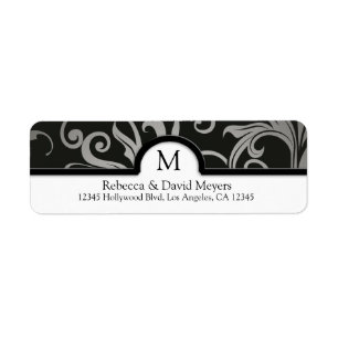 Elegant Black and Grey Abstract with Monogram