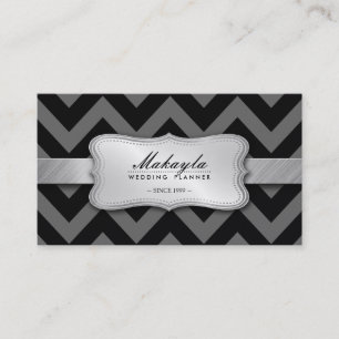 Elegant Black and Grey Chevron Pattern Business Card