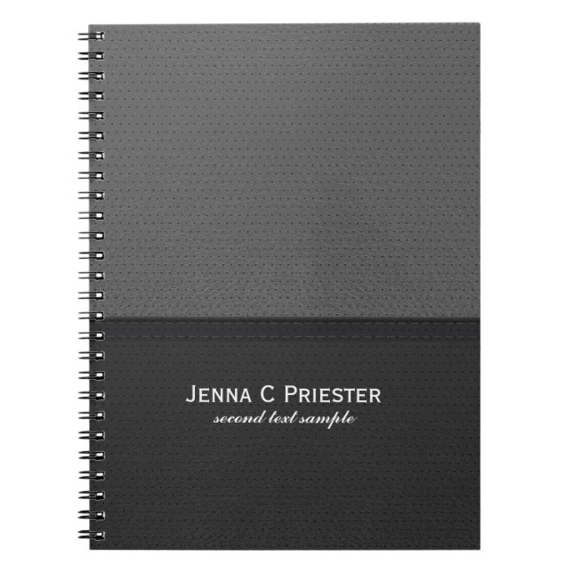 Elegant Black And Grey Faux Leather Notebook (Front)