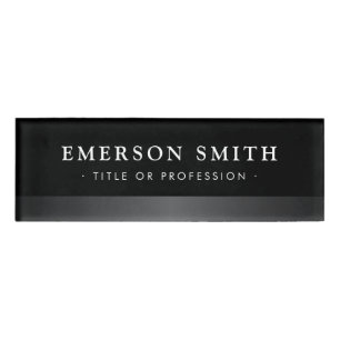 Elegant black and grey modern name tag