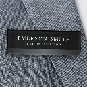 Elegant black and grey modern name tag