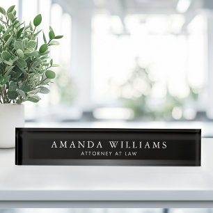 Elegant black and grey satin gradient nameplate