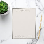 Elegant Black and Ivory Minimalist Two Border Letterhead<br><div class="desc">Create your own personalized letterhead with elegant chic typography name and two border lines in black and ivory colour.</div>
