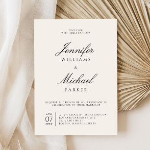 Elegant Black and Ivory Old Money Wedding Invitation