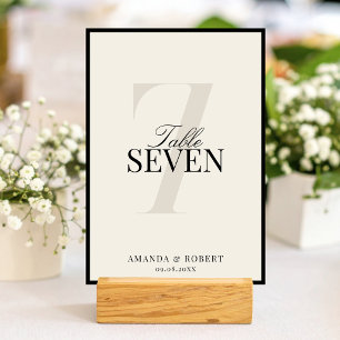 Elegant Black and Ivory Old Money Wedding Table Number