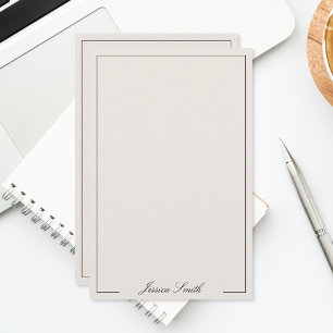 Elegant Black and Ivory Script Monogram Stationery