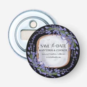 Elegant Black and Lavender Modern Circle  Bottle Opener