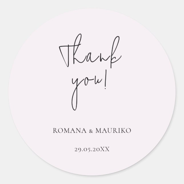 Elegant Black And Lilac Minimalist Classic Round Sticker (Front)