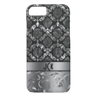 Elegant Black And Metallic Silver Damasks & Lace 2