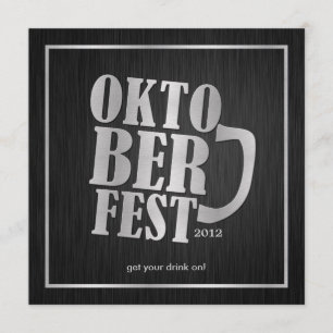 Elegant Black and Metallic Silver Oktoberfest Invitation