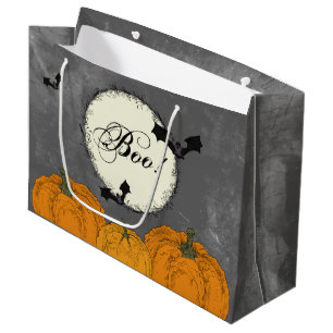 Elegant Black and Orange Halloween Large Gift Bag