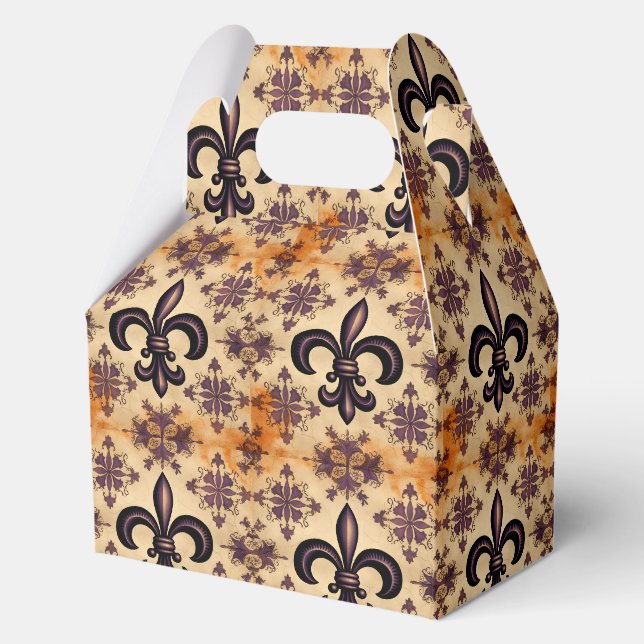 Elegant Black and Orange Pattern Favor Box (Front)