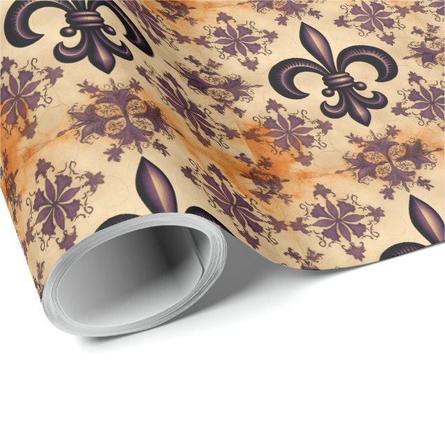 Elegant Black and Orange Pattern Wrapping Paper (Roll Corner)