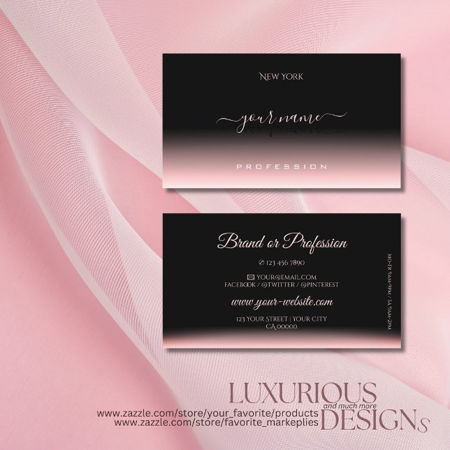 Elegant Black and Pink Gradient Soft Shadow Font Business Card (Creator Uploaded)