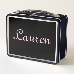 Elegant Black and Pink Metal Lunch Box