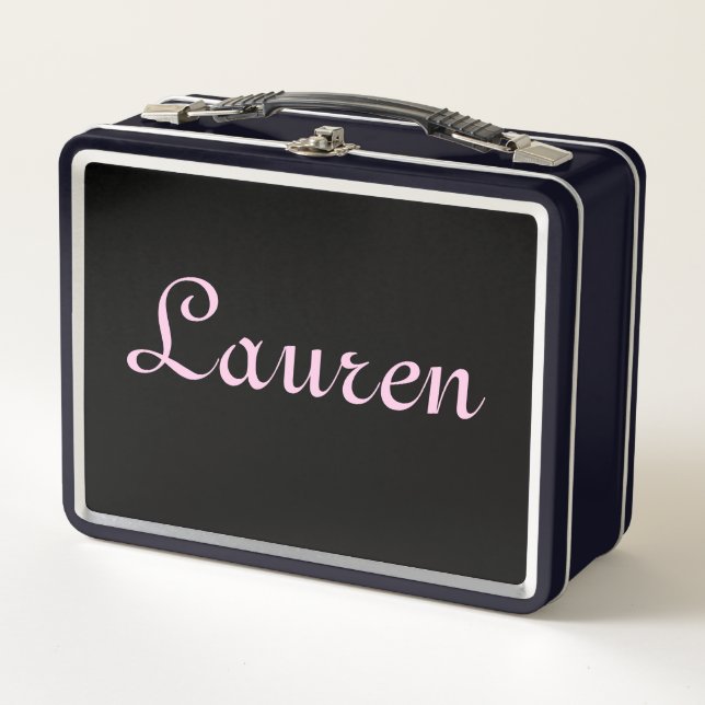 Elegant Black and Pink Metal Lunch Box (Devant)