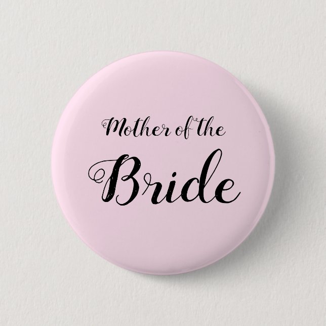 Elegant Black and Pink Mother of the Bride 2 Inch Round Button (Front)