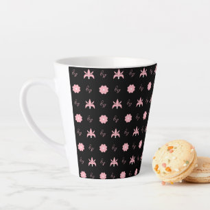 Elegant Black and Pink Pattern Design Latte Mug