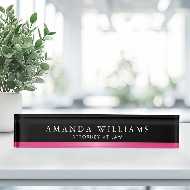 Elegant black and pink satin gradient nameplate (Elegant black and pink satin gradient desk name plate)
