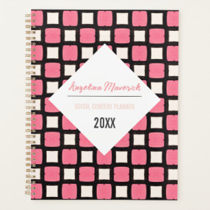 Elegant Black and Pink Square Pattern Planner