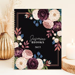 Elegant Black and Plum Floral Custom Name Planner<br><div class="desc">This sophisticated design showcases a stunning floral arrangement with rich plum, blush, cream, and navy blooms, framed by delicate foliage on a sleek black background. The personalized name and year add a refined touch, making it perfect for professionals, students, or anyone who loves timeless elegance. Ideal for organizing tasks, journalling,...</div>