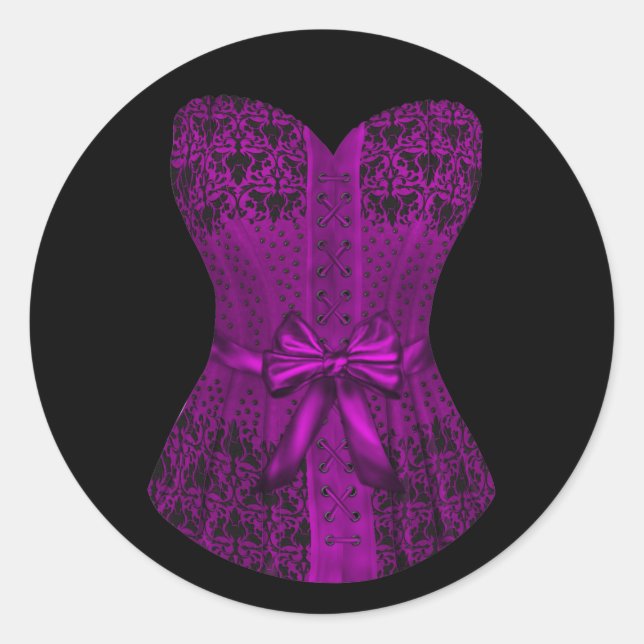 Elegant Black and Purple Corset Stickers (Front)