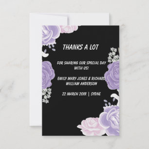 Elegant Black and Purple Floral Gratitude Card