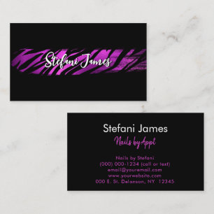 Elegant Black and Purple Foil Tiger Brush Stroke Business Card