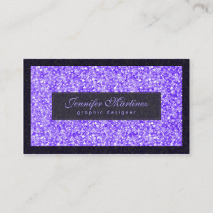 Elegant Black And Purple Glitter & Sparkles Business Card
