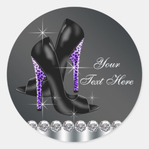 Elegant Black and Purple High Heel Shoe Stickers