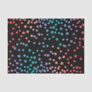 Elegant Black and Rainbow Stars Starry Night Sky Tissue Paper