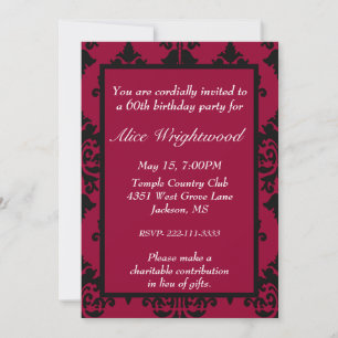 Elegant Black and Red Birthday Invitation