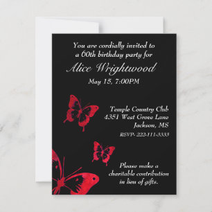Elegant Black and Red Birthday Invitation